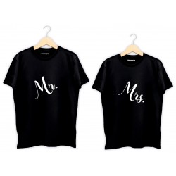 Mr and Mrs Baskılı Tişört siyah kombin tişört